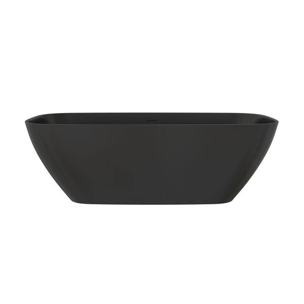 Zora 67 in. x 29 in. Stone Resin Freestanding Soaking Bathtub in Black