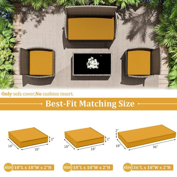 3-Piece 36 x 18 in. & 18 x 18 in. Outdoor Cushion Covers Replacement with Zipper Yellow