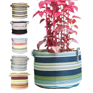 Boho 12 in. Dia Blue Multi-Color Fabric Planter with Liner