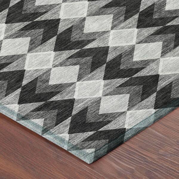 Chantille Machine Washable Indoor/Outdoor Abstract ACN2687 Black 10 ft. x 14 ft. Area Rug