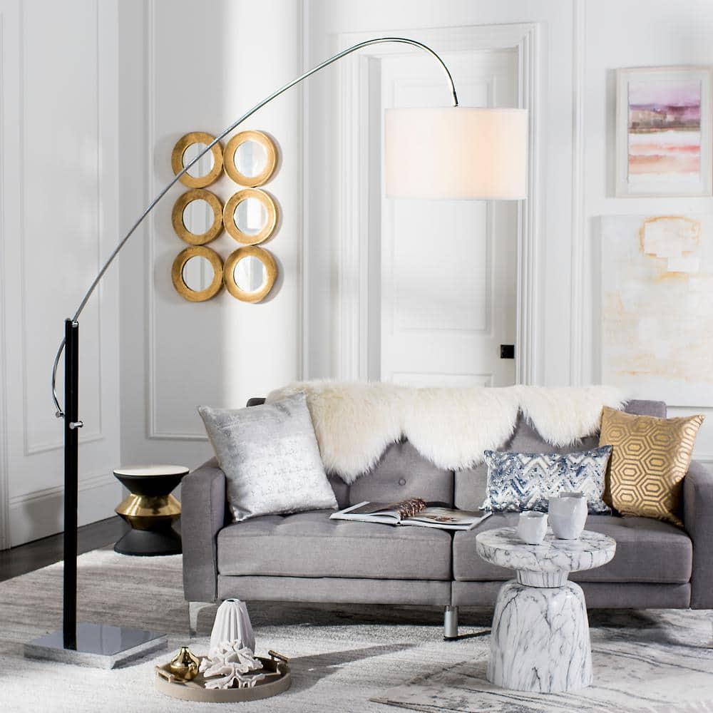 Safavieh Lyra 111" Black and Chrome Adjustable Arc Floor Lamp