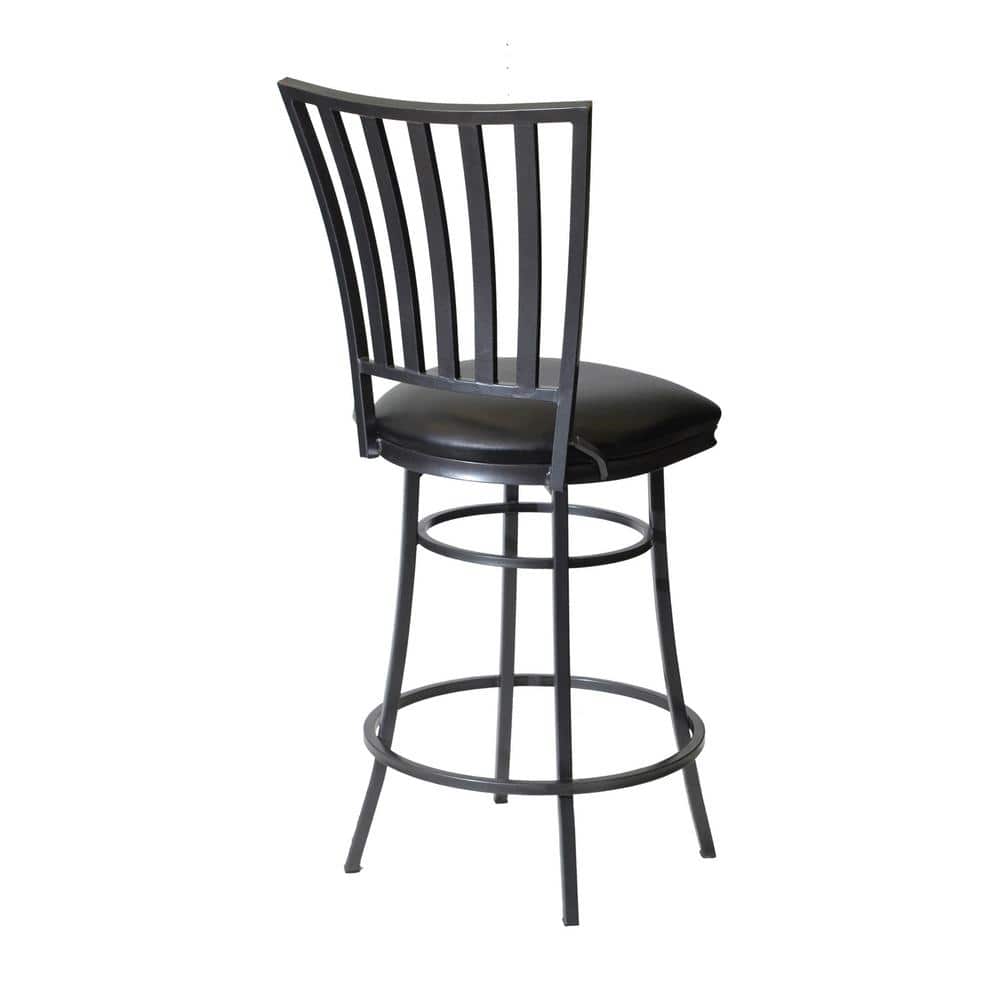 Stellan Black Metal Swivel Counter Stool with Faux Leather Seat