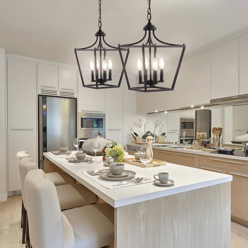 Camden 13" 4-Light LED Oil-Rubbed Bronze Farmhouse Pendant Lantern