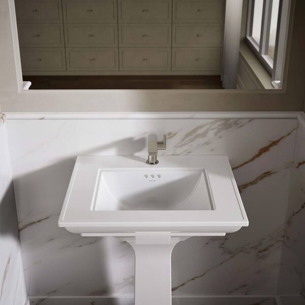 KOHLER Memoirs 24.5 in. x 20.5 in. Console Sink in White Fireclay with ...