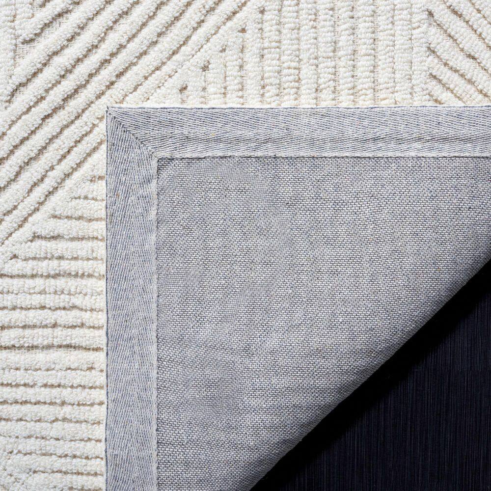 Ivory Geometric Hand-Tufted Wool Area Rug, 4' x 6'