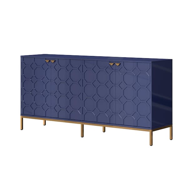 Boyel Living 31.3 in. H 4 Door Blue Locker Accent Storage Cabinet