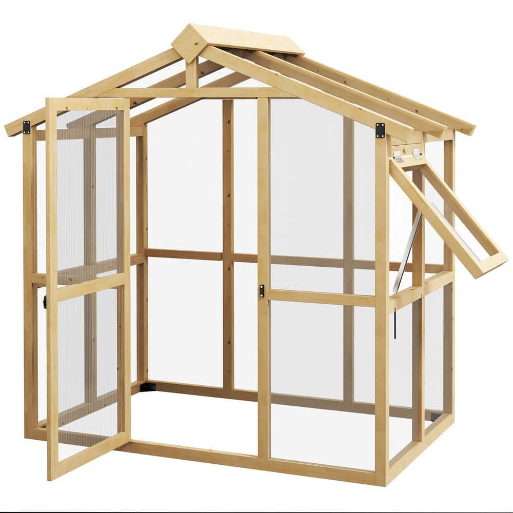 Outsunny 6.5' x 4' Polycarbonate Greenhouse with Wood Frame