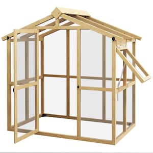 77.5 in. x 47.25 in. x 80 in.  Polycarbonate, Fir Wood Natural Wood Polycarbonate Greenhouse