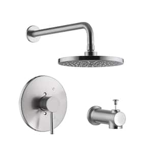 Kree Single Handle 1-Spray Tub and Shower Faucet 1.8 GPM with Pressure Balance in. Brushed Nickel (Valve Included)