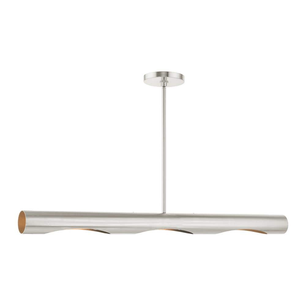 Novato Minimalist 3-Light Brushed Nickel Linear Chandelier
