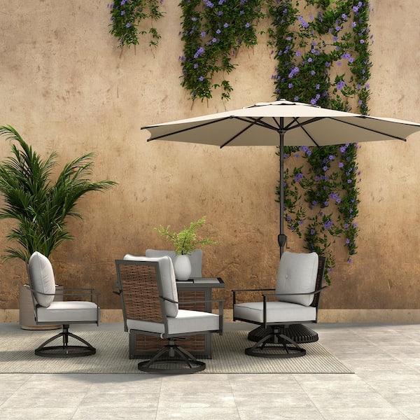 abba patio solar umbrella tilt 9 ft Abba Patio 9ft Outdoor Market Patio Umbrella w/ Push Button Tilt and Crank, 8 Ribs-Beige, Size: 9'