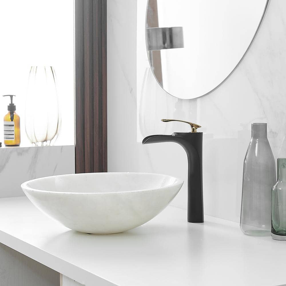 Matte Black and Gold Single Handle Vessel Sink Faucet