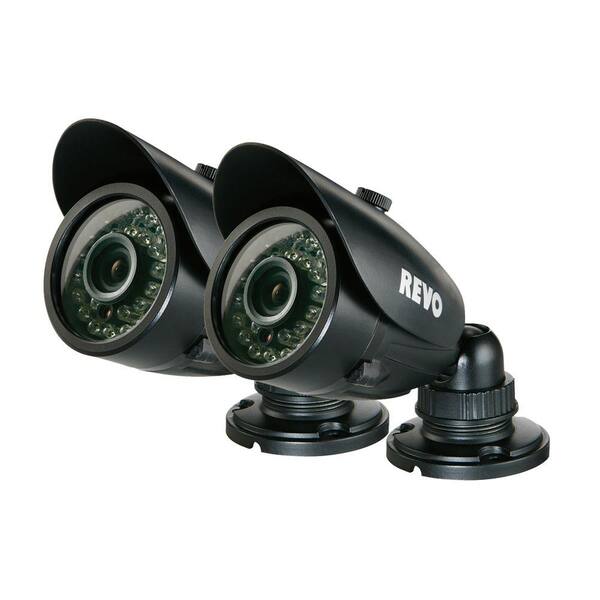 Revo Wired 700 TVL Indoor/Outdoor Bullet Surveillance Camera with 100 ft. Night Vision and BNC Conversion Kit (2-Pack)