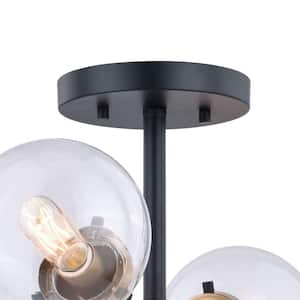 Orbit 20 in. W Bronze Gold Industrial Sputnik Semi-Flush Mount Ceiling Light Clear Glass