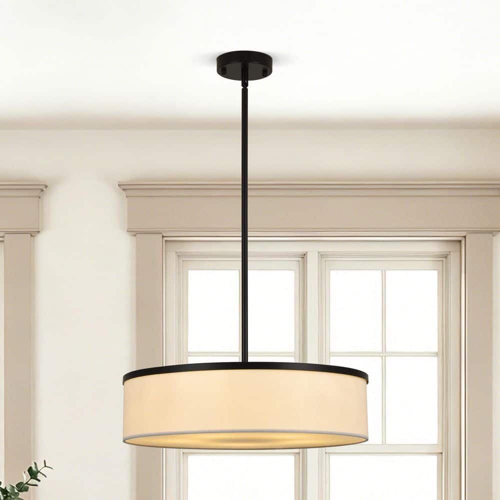 5-Light Modern Black Drum Chandelier Elegant Pendant Light with White Linen Shade for Dining Room Kitchen Bedroom price history on PriceWatchPro