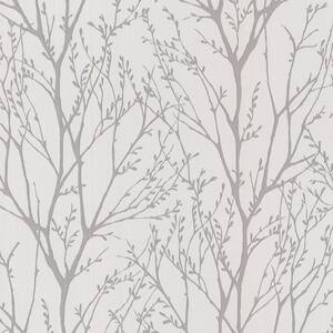 Brewster Corwin Grey Bird Branches Grey Wallpaper Sample 2532 20446sam