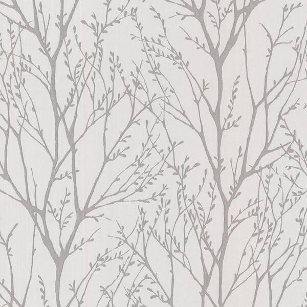 Brewster Delamere Pewter Tree Branches Pewter Wallpaper Sample