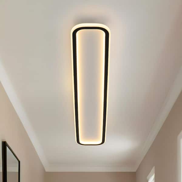 Lumin 1-Light 39.4 in.W White Integrated LED Flush Mount Ceiling Light with Rounded Rectangle Frame for Living Room