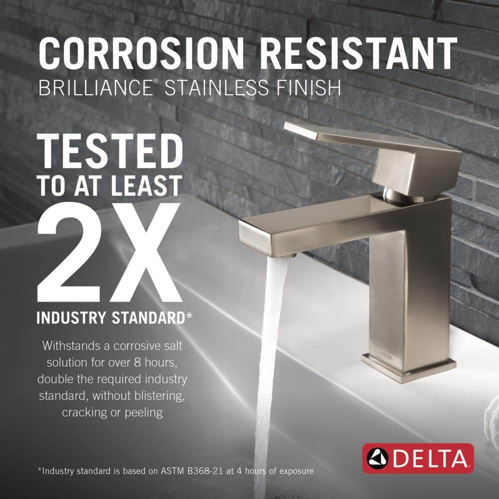 Sleek Modern Single Hole Stainless Steel Bathroom Faucet with Drain Assembly