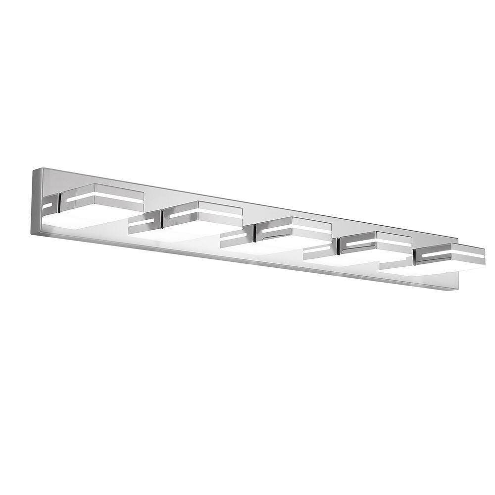40.6 in. 5-Light Chrome Modern LED Bathroom Vanity Light, Minimalist Wall Mount Fixture Above Mirror price history on PriceWatchPro