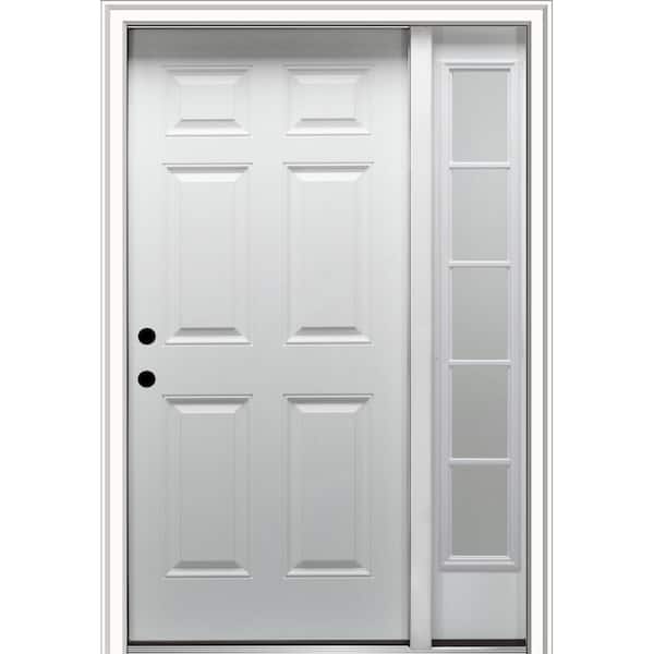 MMI Door 53 in. x 81.75 in. 6-Panel Right-Hand 6-Panel Primed Steel Prehung Front Door with One Sidelite on 6-9/16 in. Frame