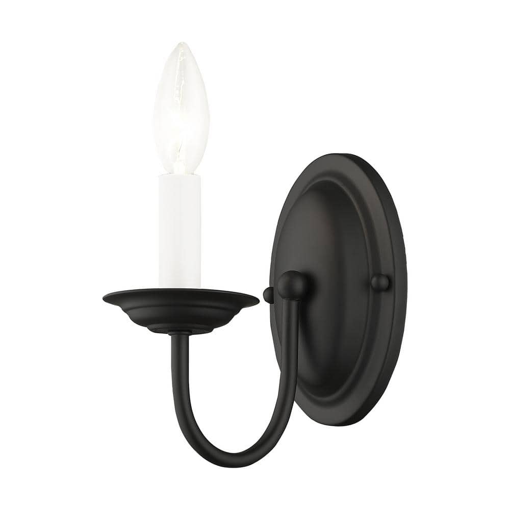 Sleek Black Dimmable Vanity Wall Sconce, Direct Wired, 7" Height