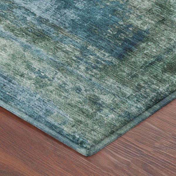 Mayfield Premium Machine Washable Abstract AMF2300 Teal 2 ft. x 3 ft. Accent Rug