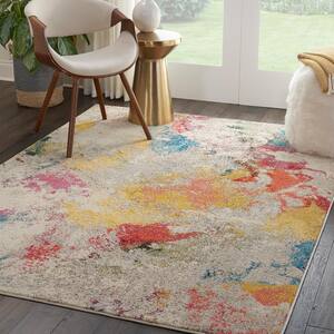 Celestial Ivory/Multicolor 4 ft. x 6 ft. Abstract Art Deco Area Rug