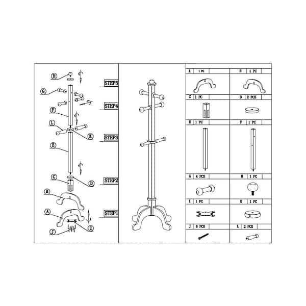 Homecraft Furniture 8-Hook Kid's Coat Rack in White WH101 - The Home Depot