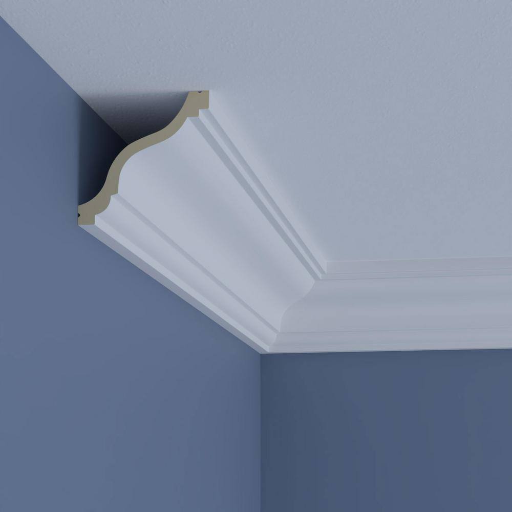 June 4" H x 94.5" W x 4" D Unfinished Polyurethane Crown Moulding