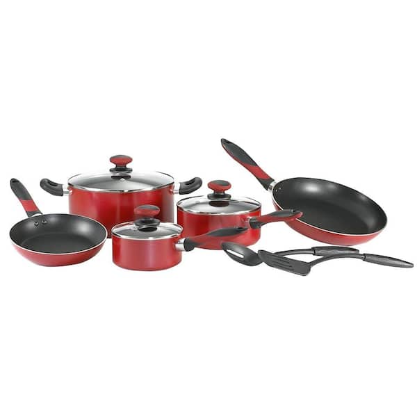 Mirro Get-A-Grip 10-Piece Red Cookware Set with Lids