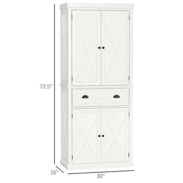 HOMCOM White Wood 23.5 in. Pantry Cabinet with Drawer and Adjustable  Shelves 835-946V80WT - The Home Depot