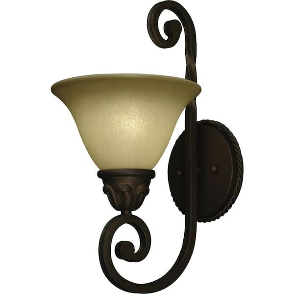 Volume Lighting Isabela 1-Light Indoor Italian Dusk Wall Mount or Wall Sconce with Sandstone Glass Bell Shade