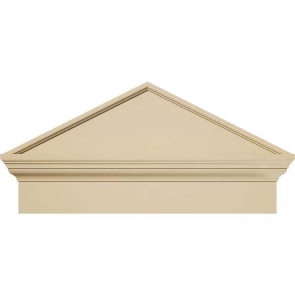 Ekena Millwork 26 in. W x 13-3/8 in. H x 2-3/4 in. P (Pitch 6/12) Peaked Cap Smooth Signature Urethane Combination Pediment, Primed Tan