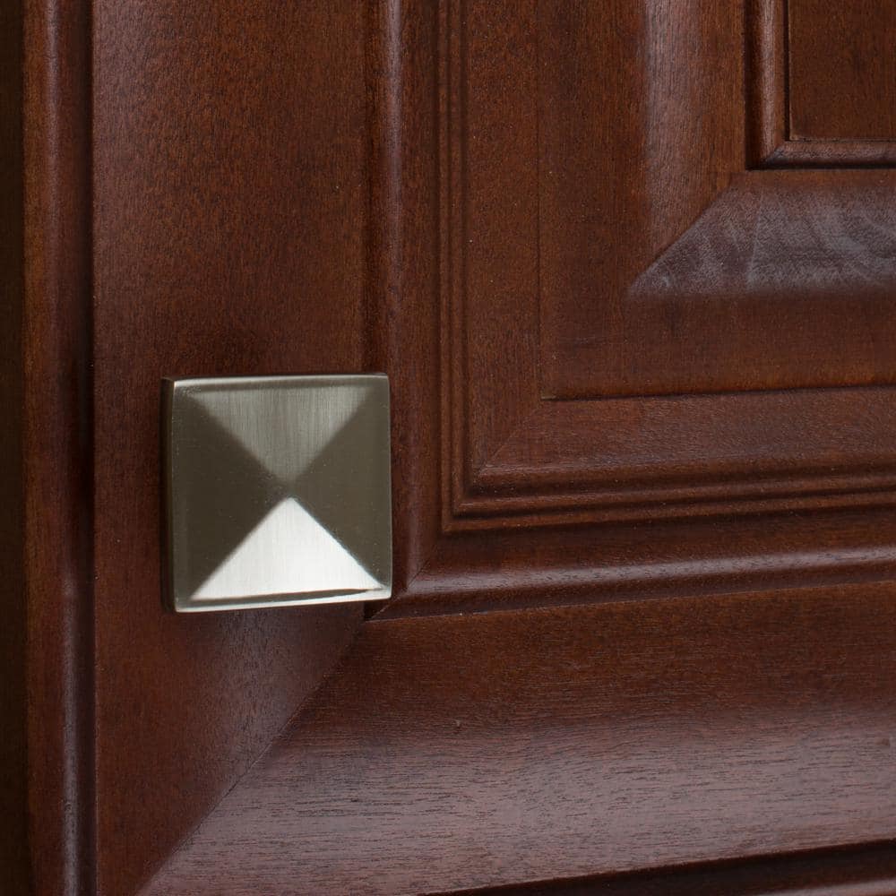 Brushed Nickel Square Cabinet Knob with Mounting Hardware