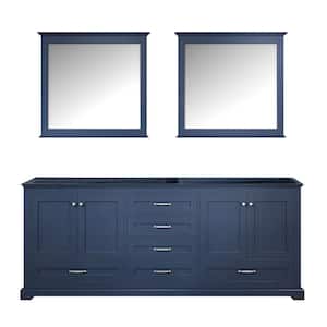 Dukes 80 in. W x 22 in. D Navy Blue Double Bath Vanity without Top and 30 in. Mirrors