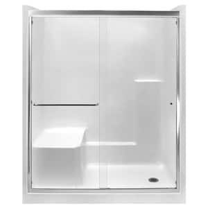 Duo 55 in. x 70 in. Framed Sliding Shower Door in Chrome with 6 mm Clear Glass Without Handle