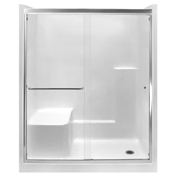 Framed Sliding Shower Door In Chrome, 55 Inch Sliding Shower Door