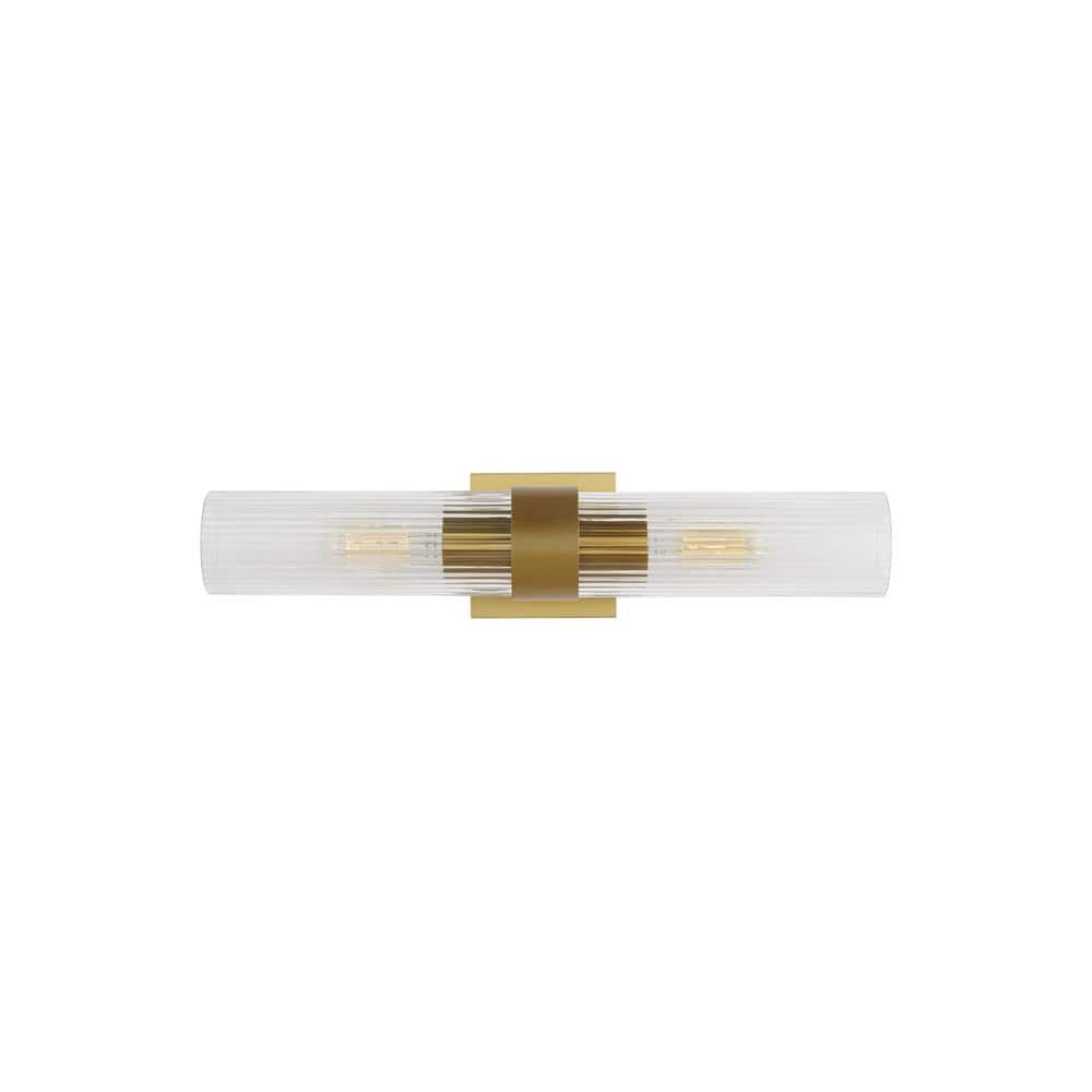 Geneva Burnished Brass 2-Light Sconce with Clear Glass Shade