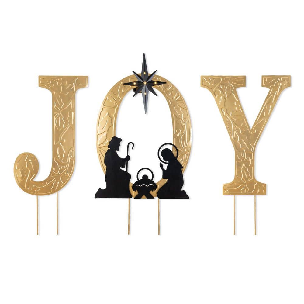 36 in. H Lighted Christmas Metal Embossed Gold JOY Yard Stake with Timer price history on PriceWatchPro