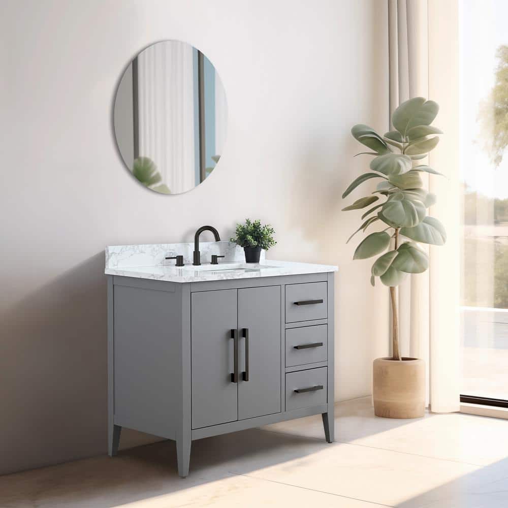 Cashmere Gray 36" Single Sink Bathroom Vanity with Marble Top