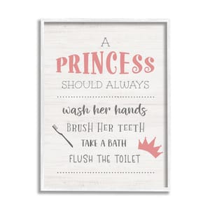 Princess Bathroom Rules Hygiene Phrases By Natalie Carpentieri Framed Print Abstract Texturized Art 16 in. x 20 in.