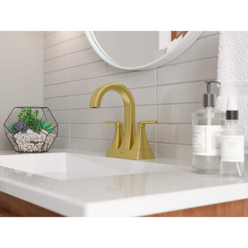 Brushed Gold Metal 2-Handle Centerset Bathroom Faucet
