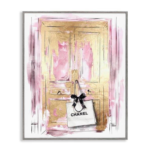 Shopping Bag on Door by Svetlana Aleynikova Gray Framed Abstract Giclee Art Print 20 in. x 16 in.