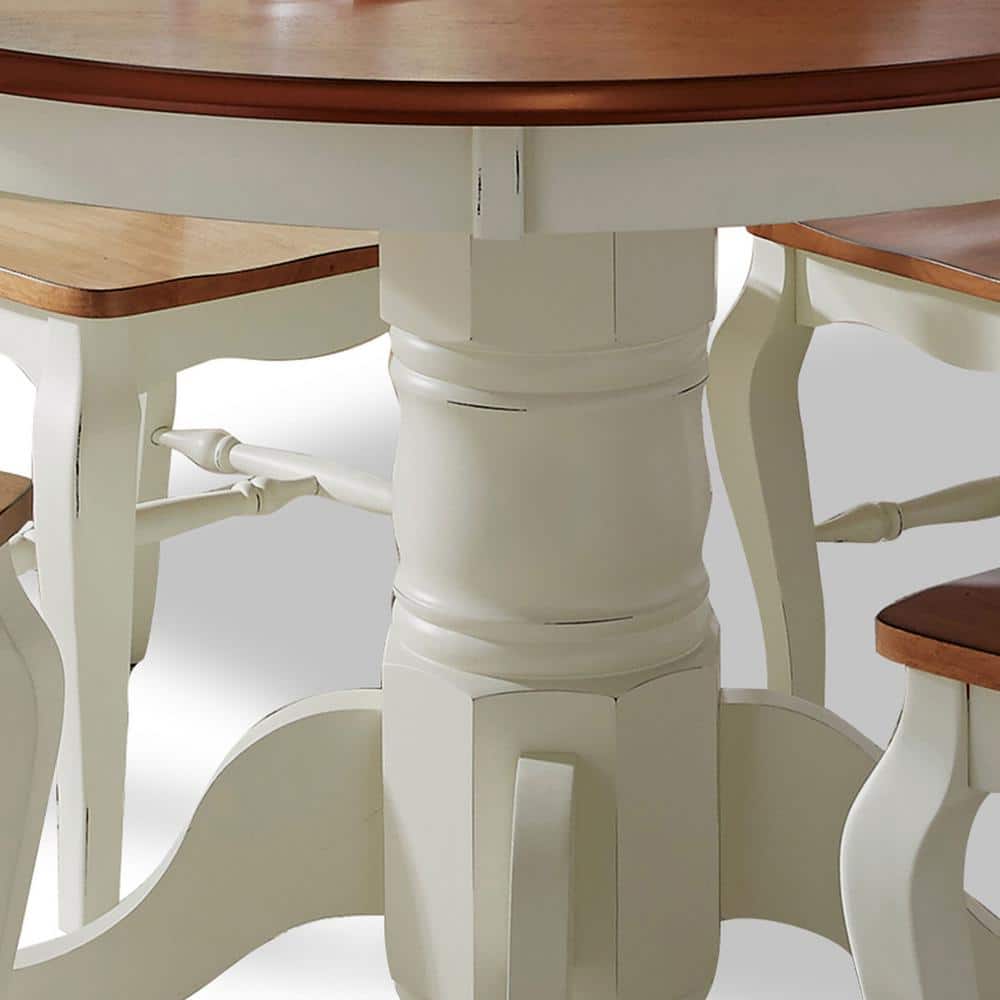 French Countryside 5-Piece Oak and Off-White Dining Set