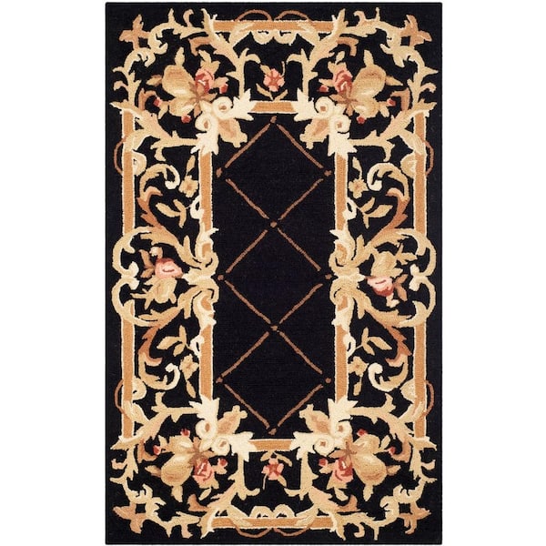 Chelsea Black 3 ft. x 4 ft. Solid Border Diamonds Area Rug