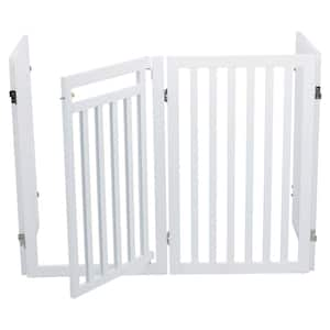 White Pet Gate Wooden 4-Panel Configurable Pet Gate