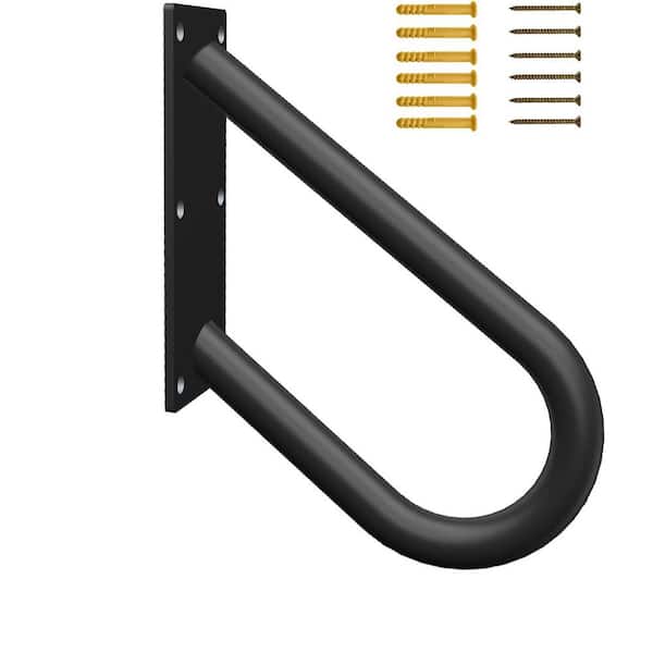 U Shaped Metal Handrail Black Safe Grab Bar Railing for Indoor Outdoor Step Wall Mount Suitable for 1-3 Stairs