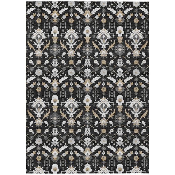 Chantille Machine Washable Indoor/Outdoor Abstract ACN2857 Black 3 ft. x 5 ft. Area Rug