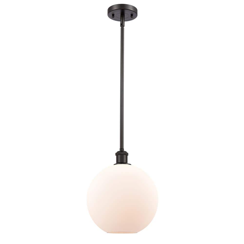 Innovations Athens 1-Light Oil Rubbed Bronze Globe Pendant Light with Matte White Glass Shade